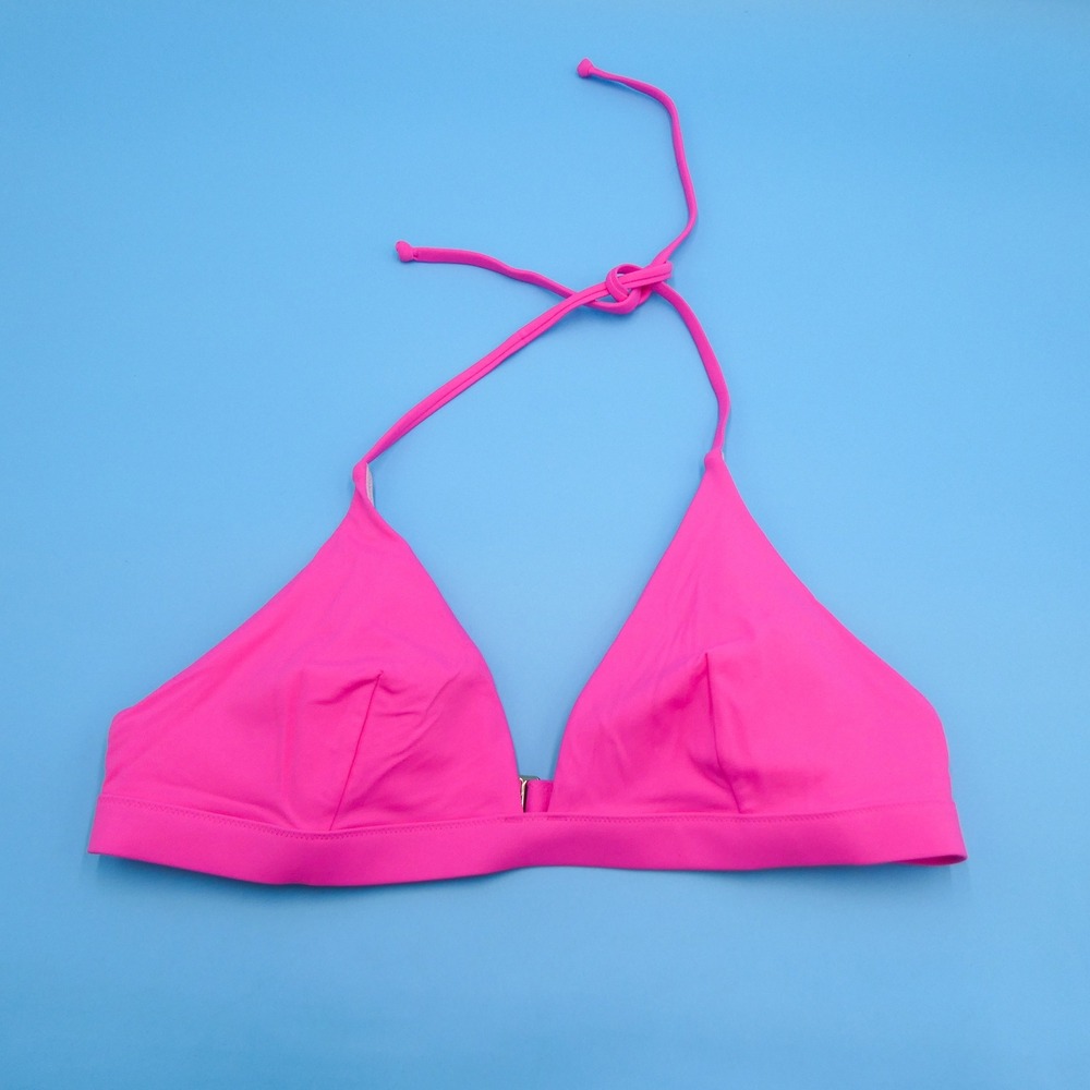 Victoria's Secret Bikini Top Womens 2XL XXL Triangle Halter Pink Nylon Blend New